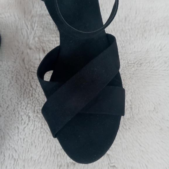 -- X -- Black Suede Chunky Sandals Divided H&M - Picture 3 of 6